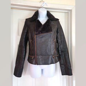 90s/Y2K Vintage Improvd-Cote-Black distressed/oiled Asymmetrical leather jacket